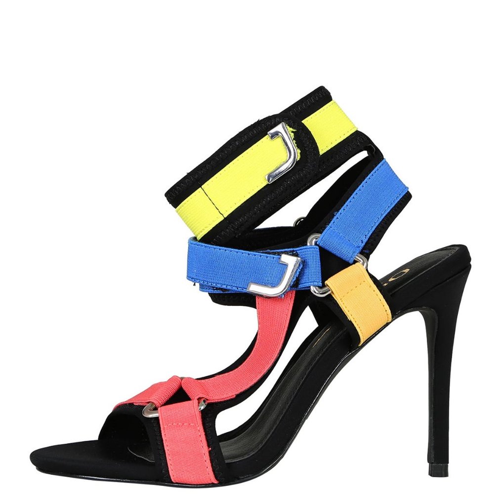 NEW🔥 Multi Color Hook Loop Ankle Strap Gladiator Sandal Open Toe Stiletto Heel - Picture 4 of 7